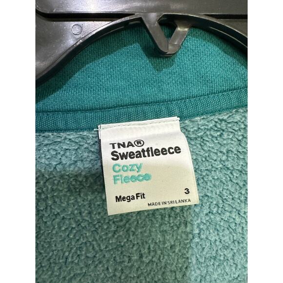 AritziaTNA Women's Green Sweatfleece Cozy Fleece Mega FIt Sweatshirt Size Size 3 - Picture 3 of 6